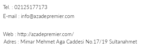 Azade Premier Hotel telefon numaralar, faks, e-mail, posta adresi ve iletiim bilgileri